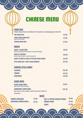 Chinese Menu